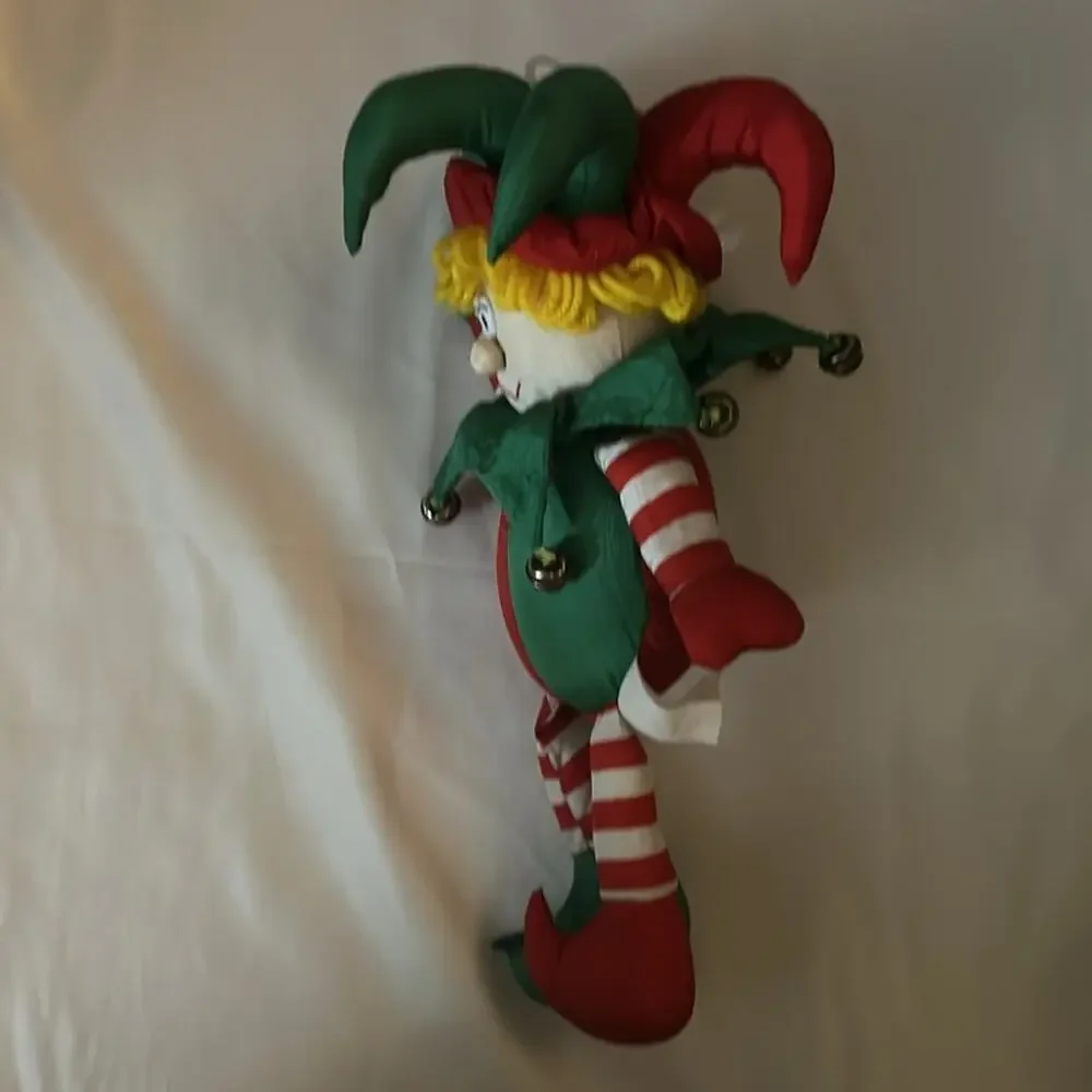 VTG TL Toys Stuffed Plush Christmas Jester Clown Elf 1993 Vintage Christmas